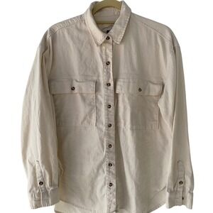 Universal Thread Oversize Shirt Jacket Button Front Long Sleeve Cream Medium EUC